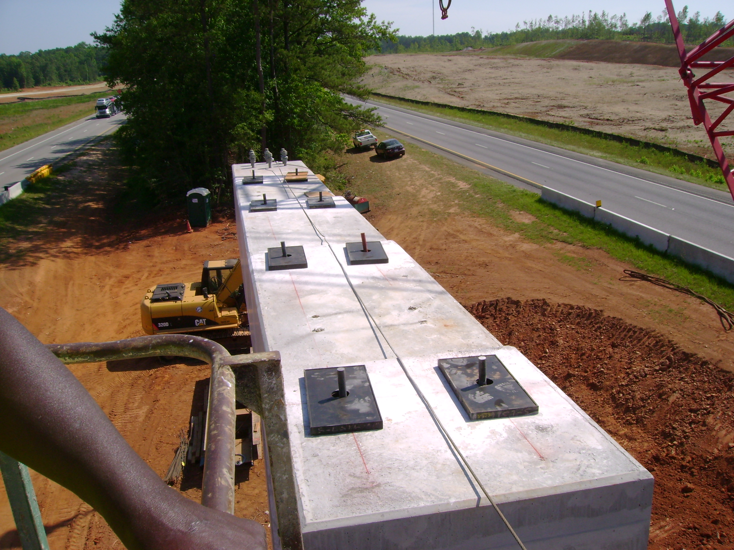 Elastomeric bridge bearings installed under a bridge